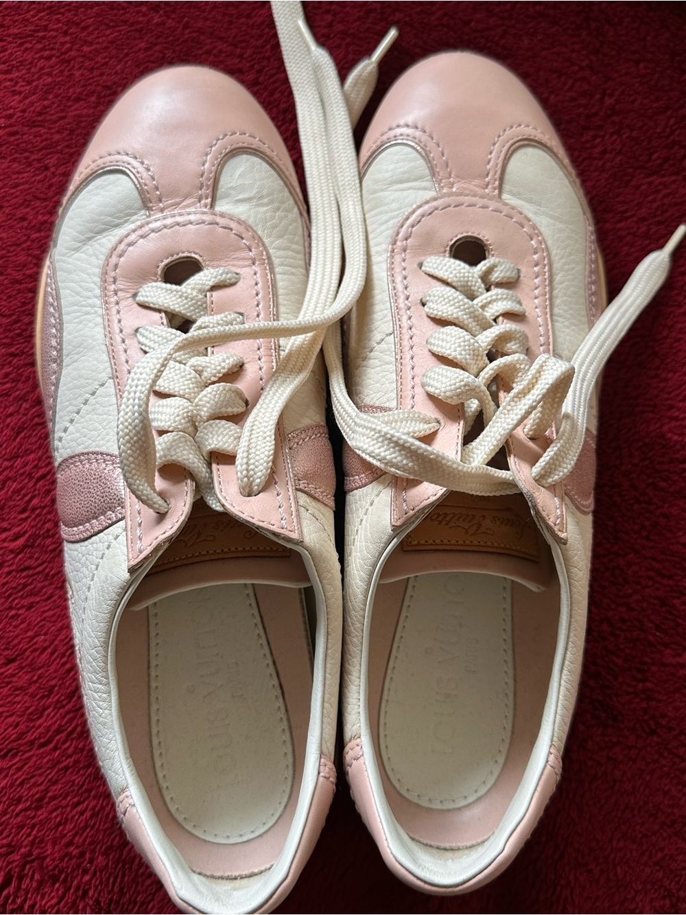 Louis Vuitton Pink and Cream Leather Sneaker Trainers